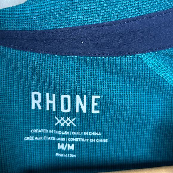 RHONE Delta Pique Long Sleeve Henley Pullover Deep Teal Lake Blue Sz M {LL48} - Picture 5 of 7